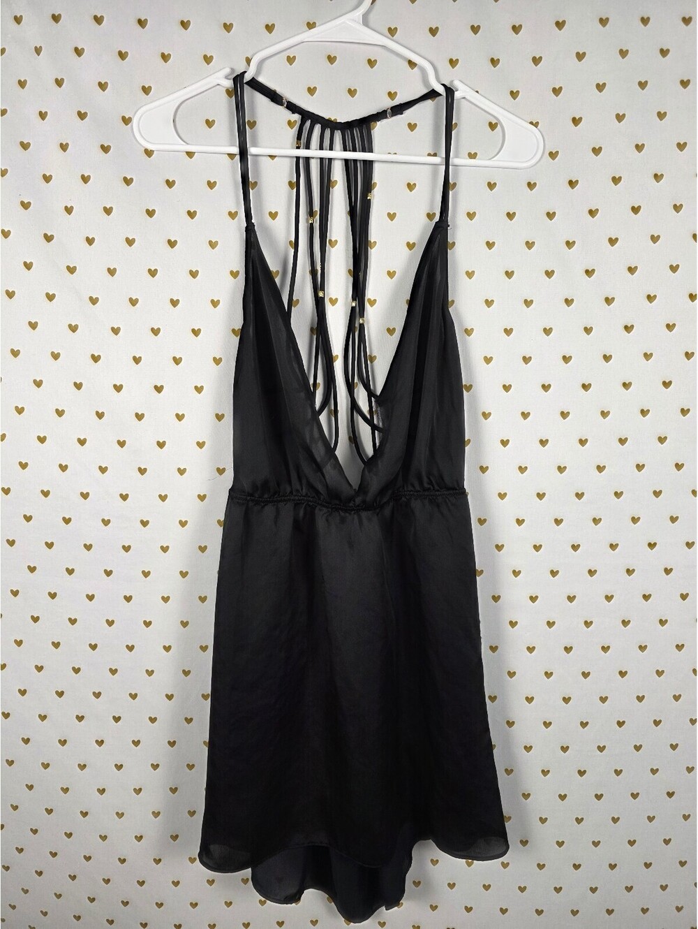 Victorias Secret Sheer Caged Strappy Babydoll Nightie Lingerie Black Large